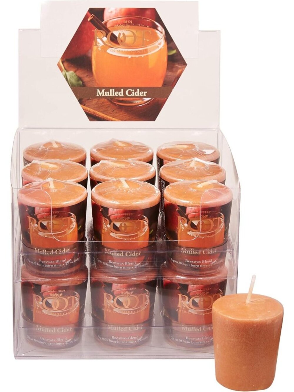 Fall Scented Votive Candles - Beeswax Blend, Handcrafted 20-Hour Mulled Cider